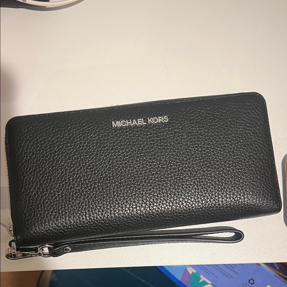 Michael Kors Black Pebbled Leather Wristlet